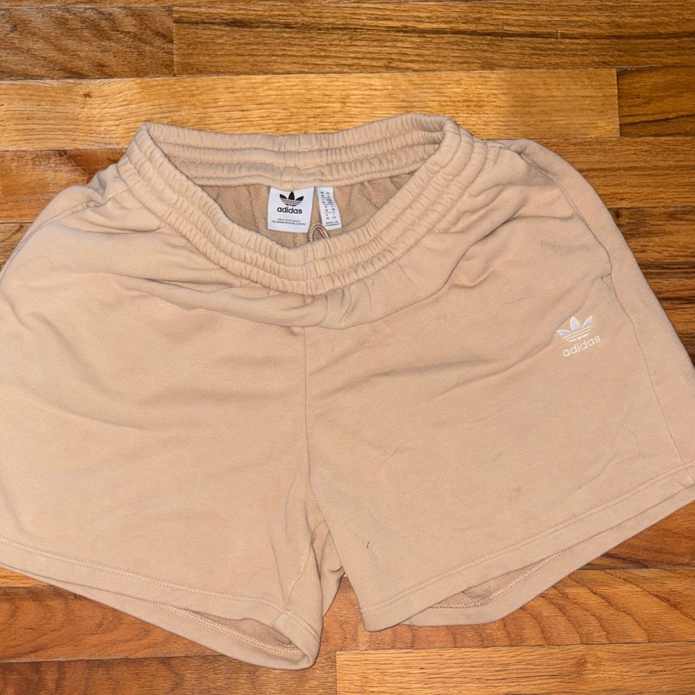 Adidas cotton blend Atlanta cut line Women's Beige Athletic Shorts size small!